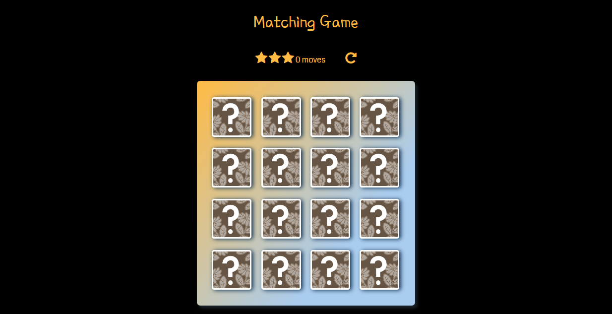 memory game screenshot